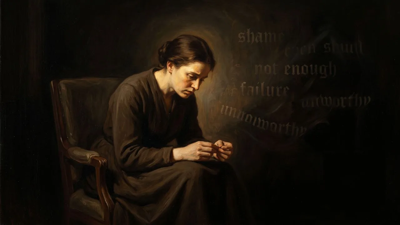 A person sits alone at a table in a sparse room with a window, surrounded by empty tables and small birds, illustrating…