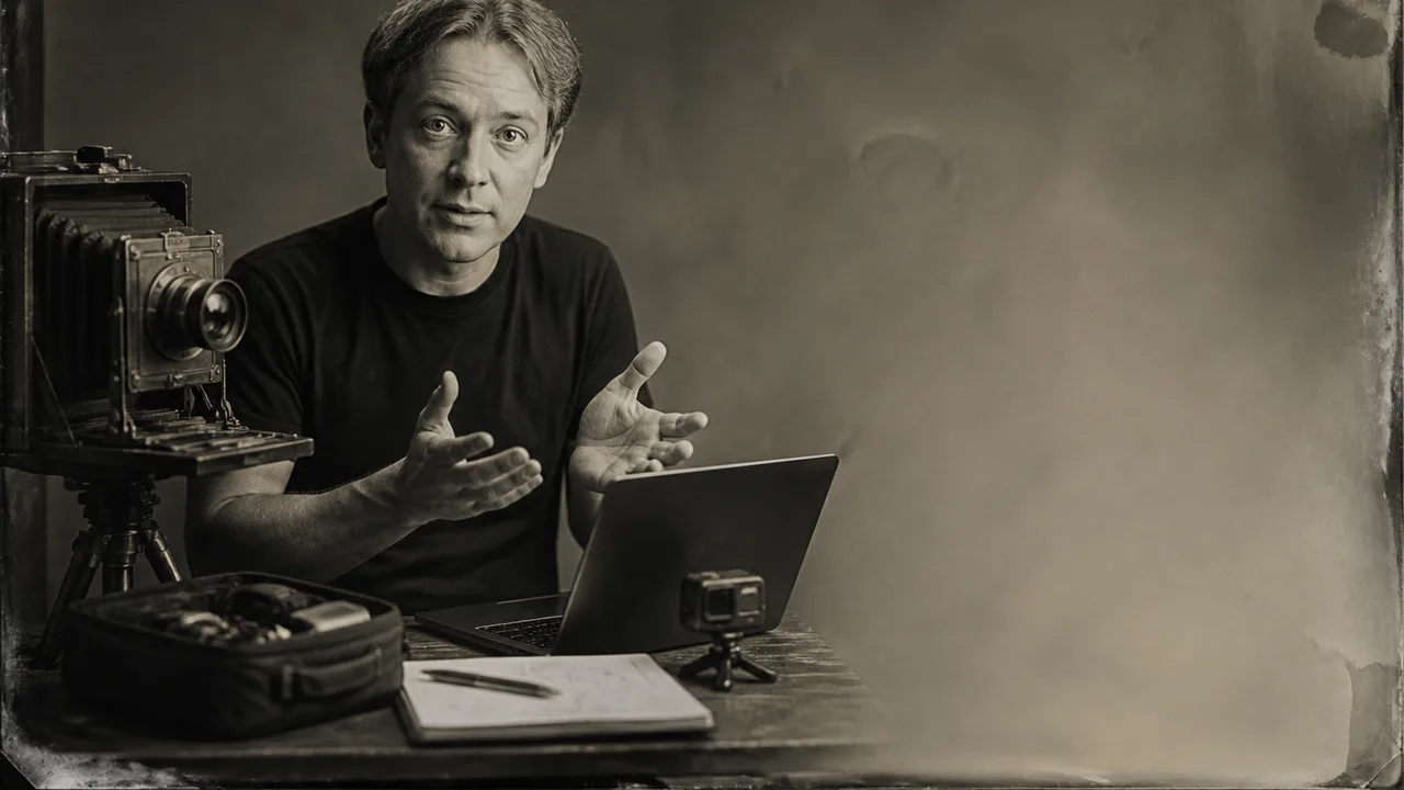 Man in maroon shirt gestures while discussing a Reddit question about video thumbnails on a WIRED set
