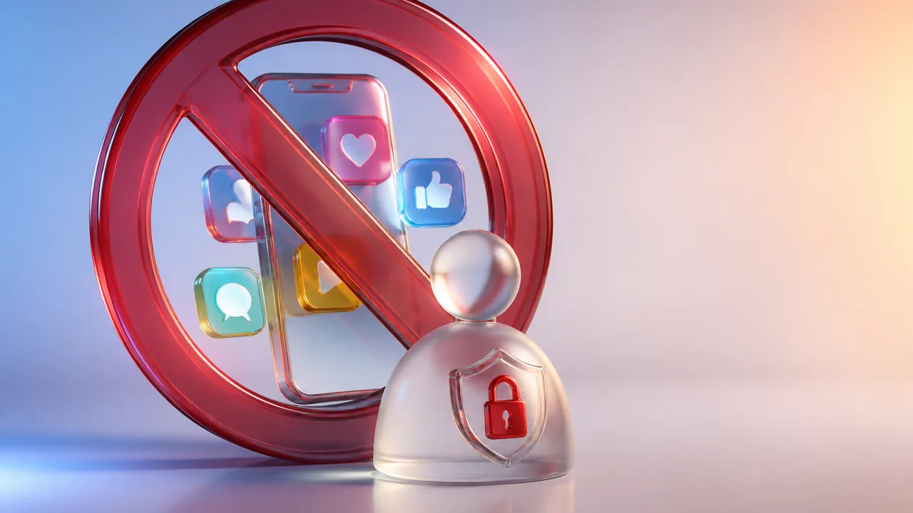 Phone screen displaying social media app icons (Facebook, YouTube, Instagram, WhatsApp, TikTok, WeChat) with "SOCIAL MEDIA…