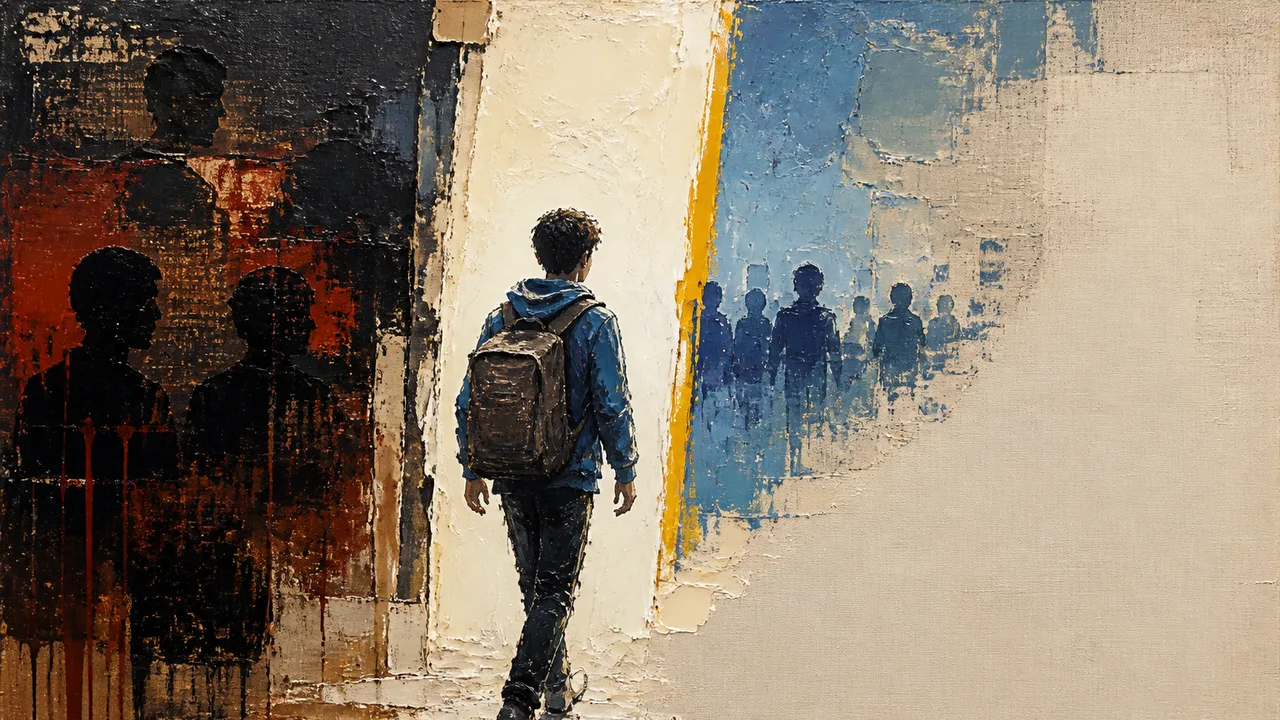 Silhouetted teen figure against digital security imagery with code and padlock symbols on BBC News red background