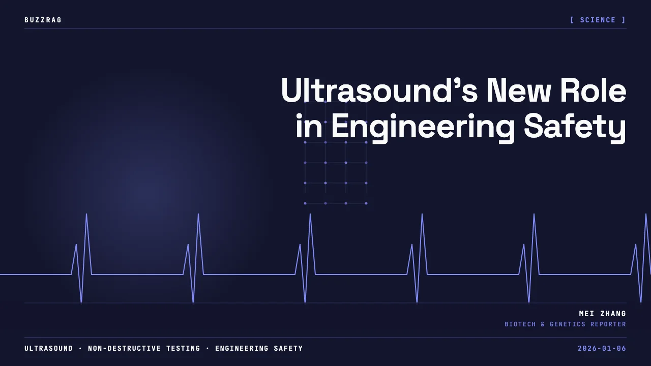 Woman speaking on stage with blue sound wave visualizations and "SEEING SOUND: BEYOND ULTRASOUND" text overlay against dark…