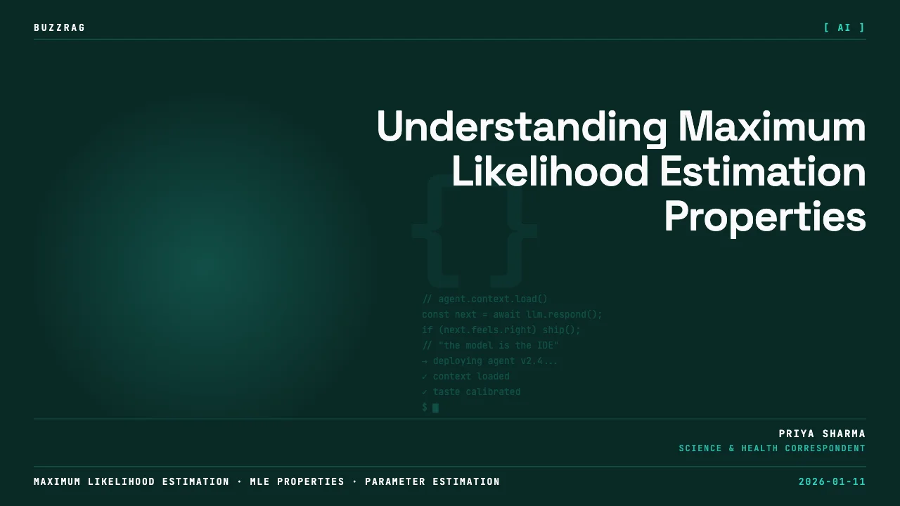 Instructor explains MLE properties with mathematical equations on blackboard, showing log likelihood function, consistency,…