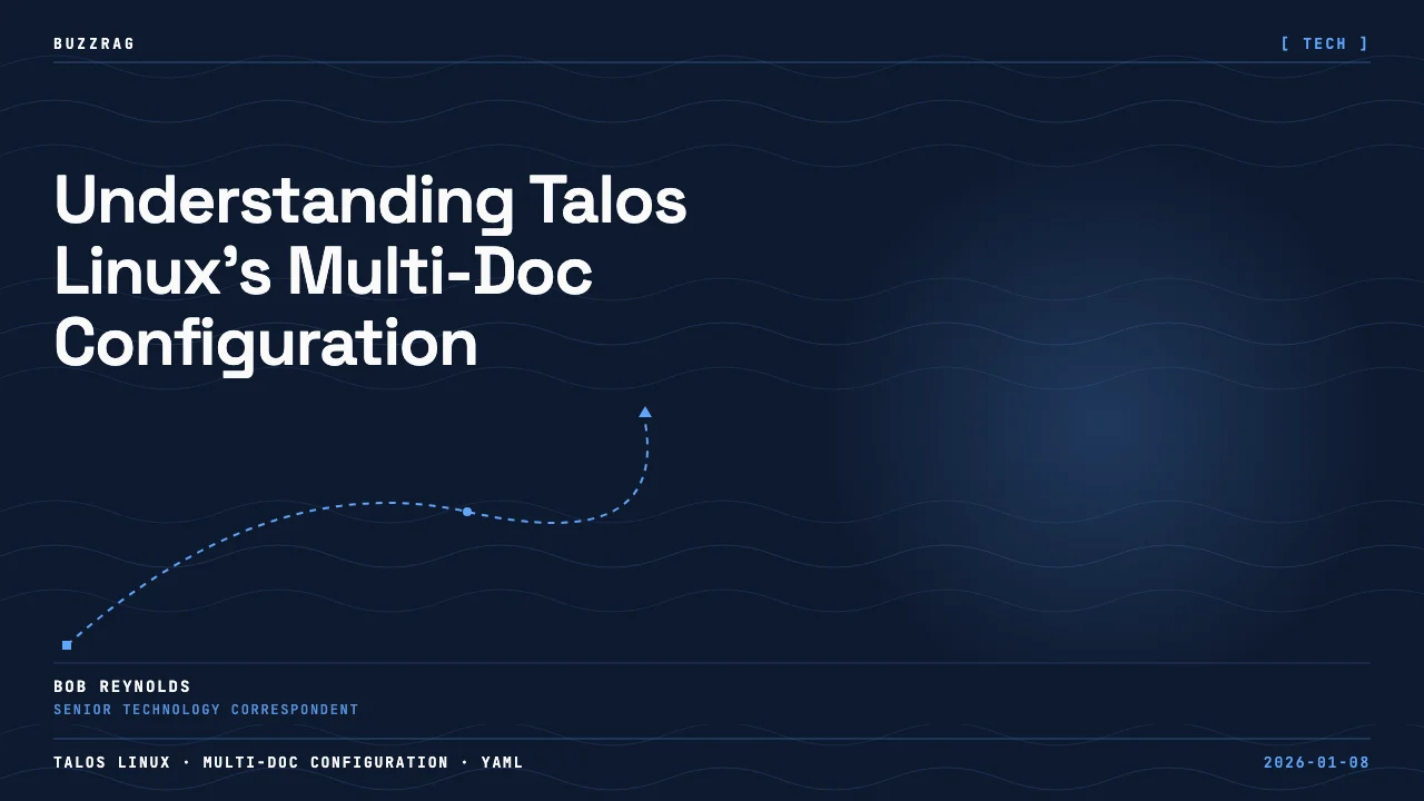 Green text "TALOS LINUX MULTI-DOC CONFIGS" on dark blue background with SIDERO logo in bottom right corner