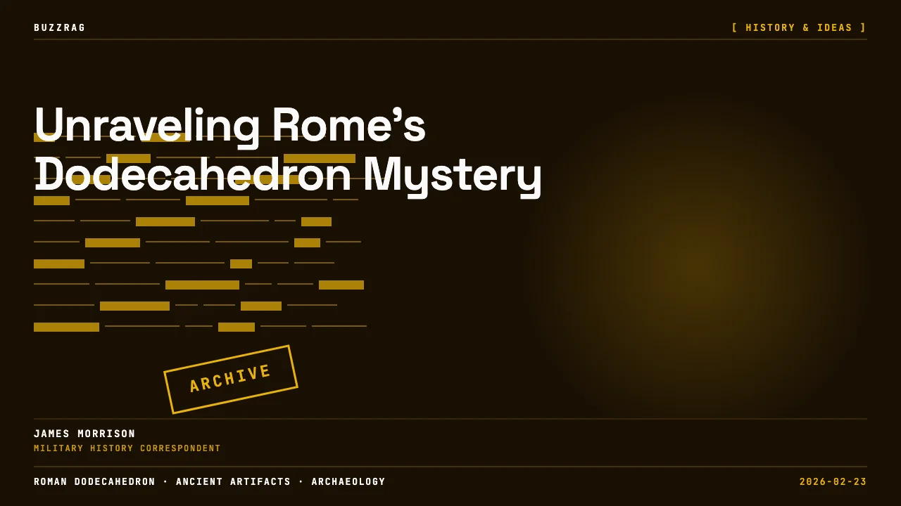 Multiple ancient Roman dodecahedrons of varying sizes and materials displayed against a black background with…