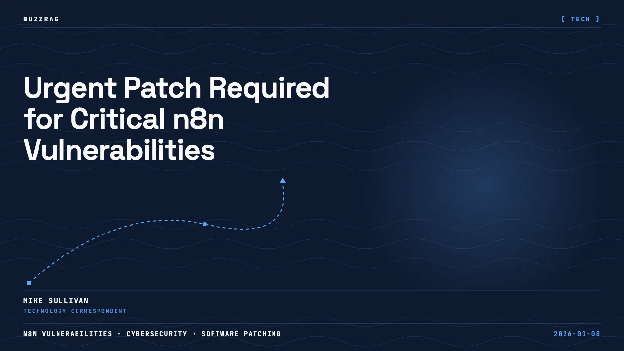 White network node diagram on purple digital background with "N8N Security Vulnerabilities" text and gem logo
