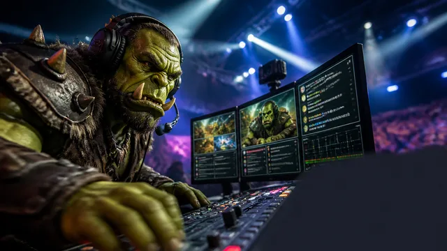Man in black shirt with "ORCDEV" logo shown next to browser window displaying Videorc's dark-themed website with tagline…