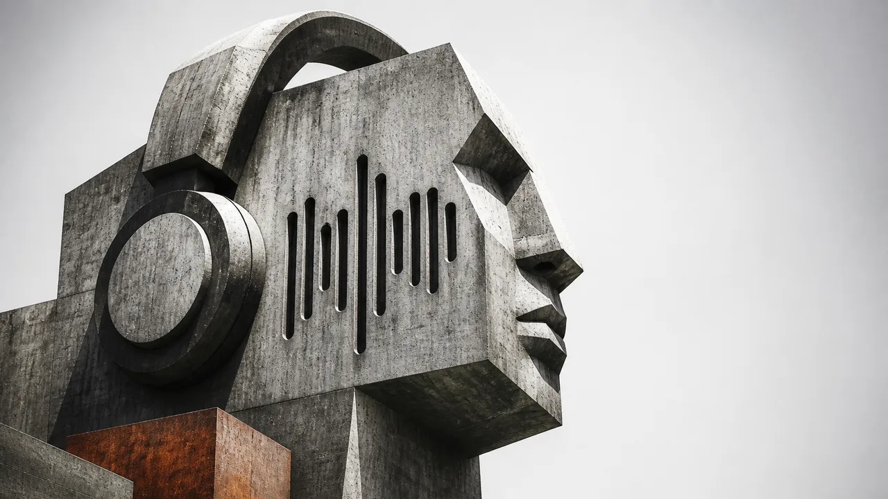 ElevenLabs Local branding with yellow arrow pointing to a golden microphone with blue sound wave visualization against dark…