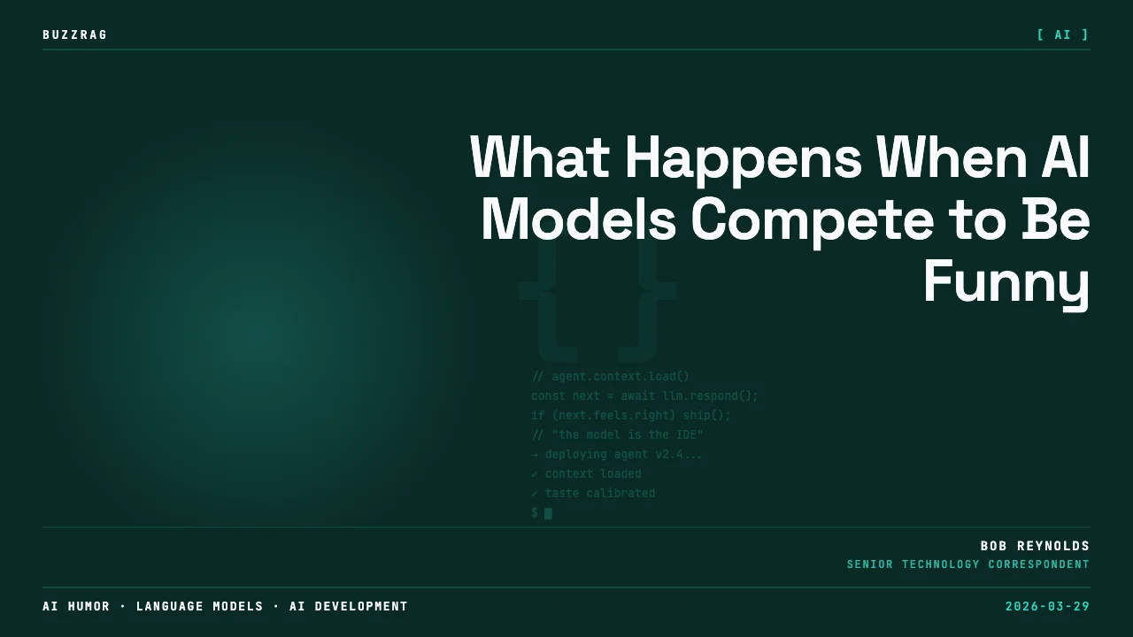 Man speaking at microphone during livestream with question marks overlay and AI model rankings displayed on right side
