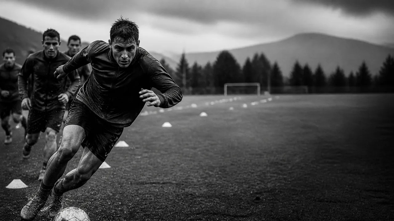 Soccer players in action on a field with text reading "THE HARDEST SPORT?" and Vox branding