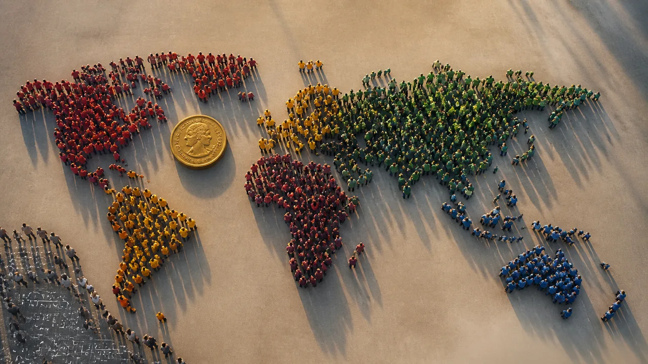 Colorful flags from multiple countries arranged around a central banner reading "World's Best Mathematicians" on a…