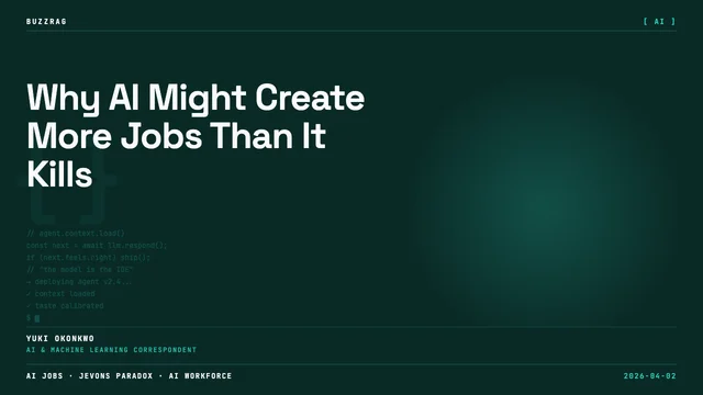 Man in black shirt gesturing while presenting AI concepts diagram with "think series" branding and text overlay about AI…