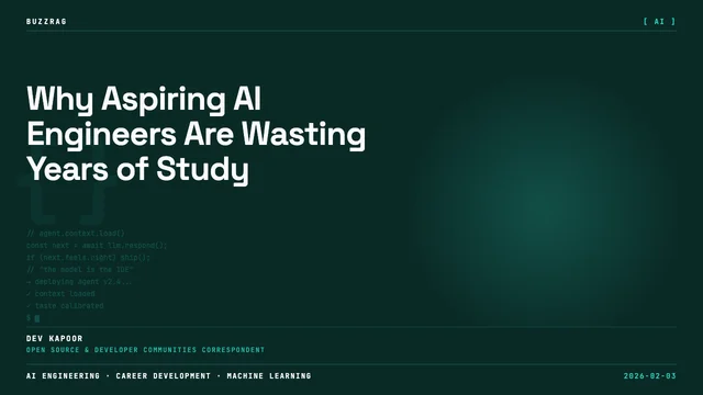 Person pointing at red AI-related icons with "Waste of time" text, critiquing common AI career mistakes