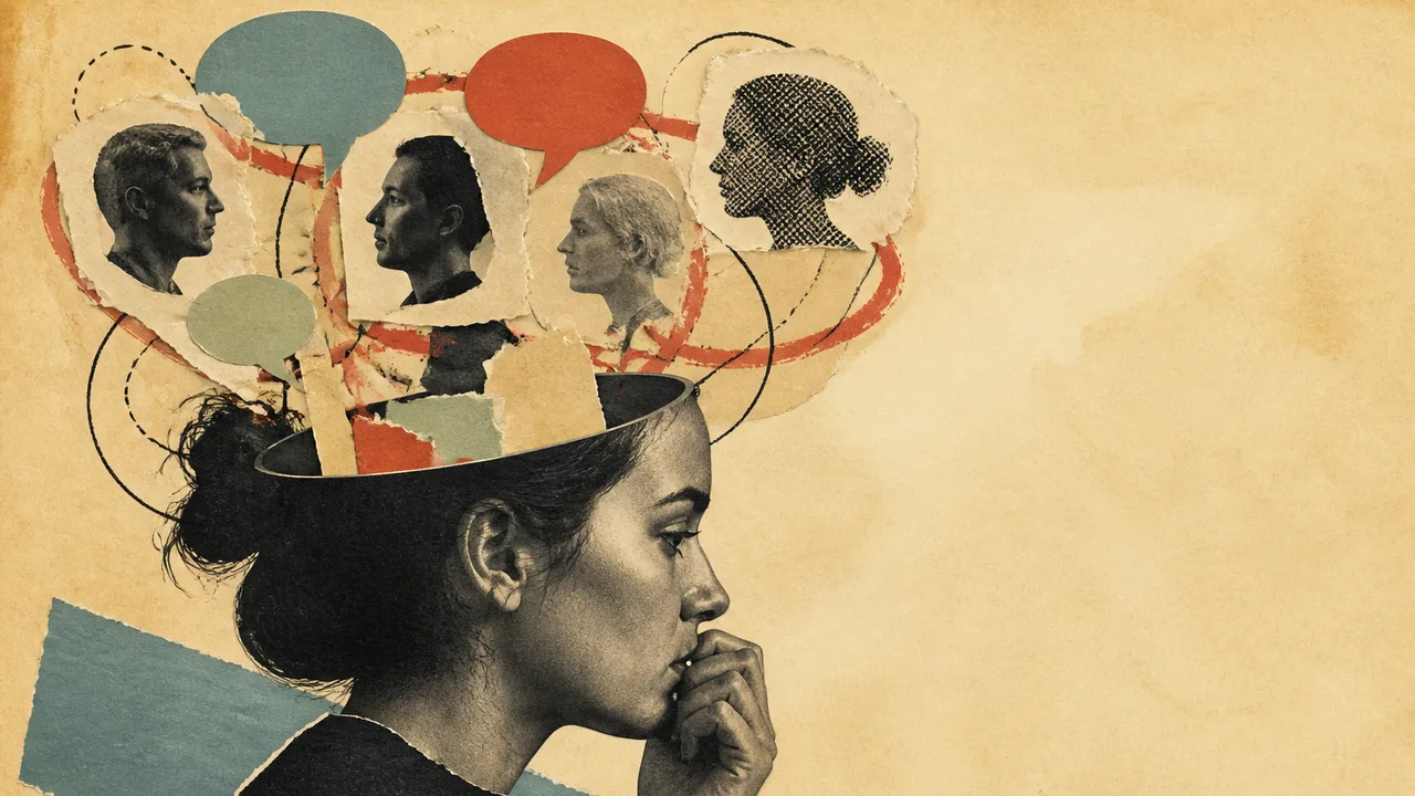 Cartoon child in a red hoodie covers his ears amid speech bubbles beside bold text reading “PEOPLE WHO REPLAY CONVERSATION”
