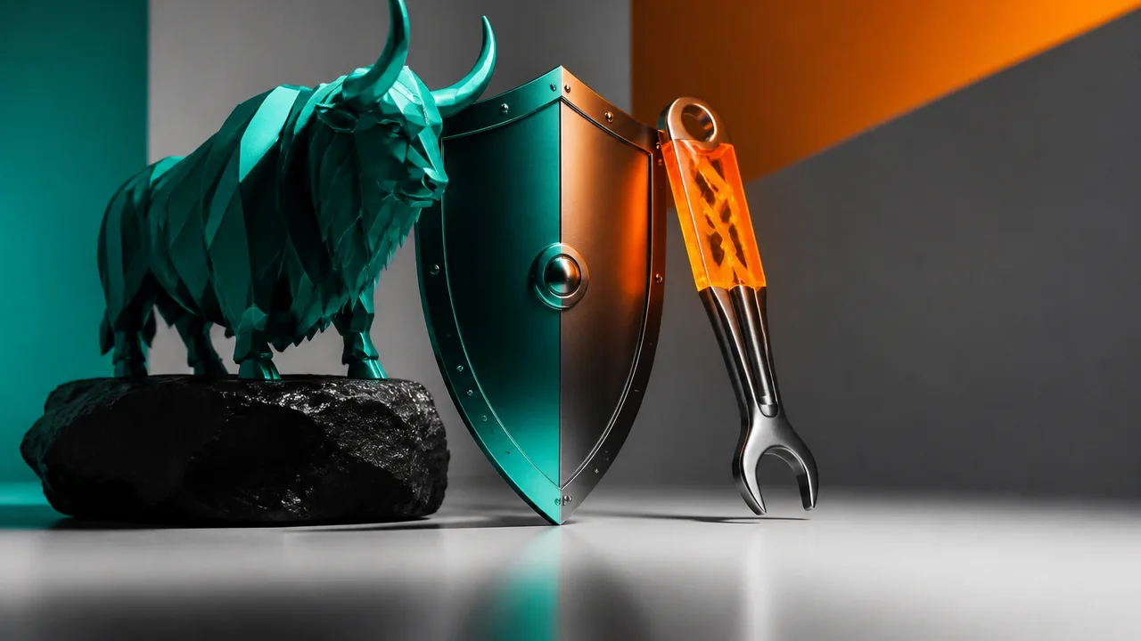 Yellow "BURP ALT" label with arrow pointing to orange bull icon containing a greater-than symbol on dark background