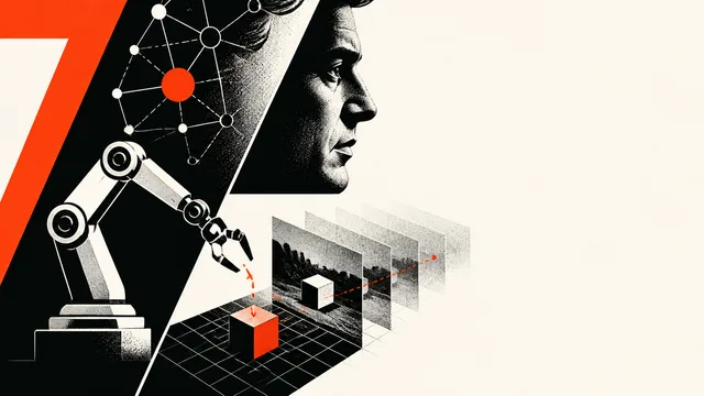 Two men discuss AI research with "JEPA PART 2" text and technical diagrams visible behind them against a dark background